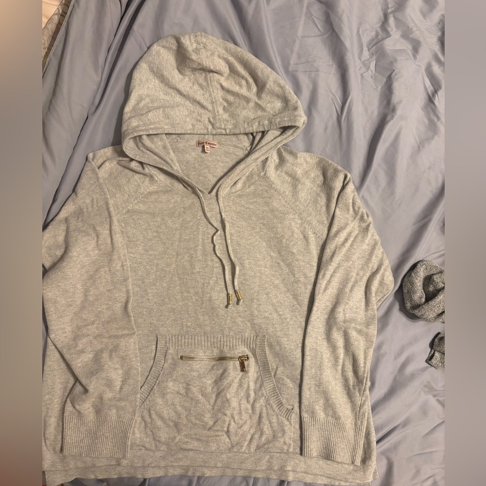 Juicy Couture Light Gray Hoodie with Gold Accents